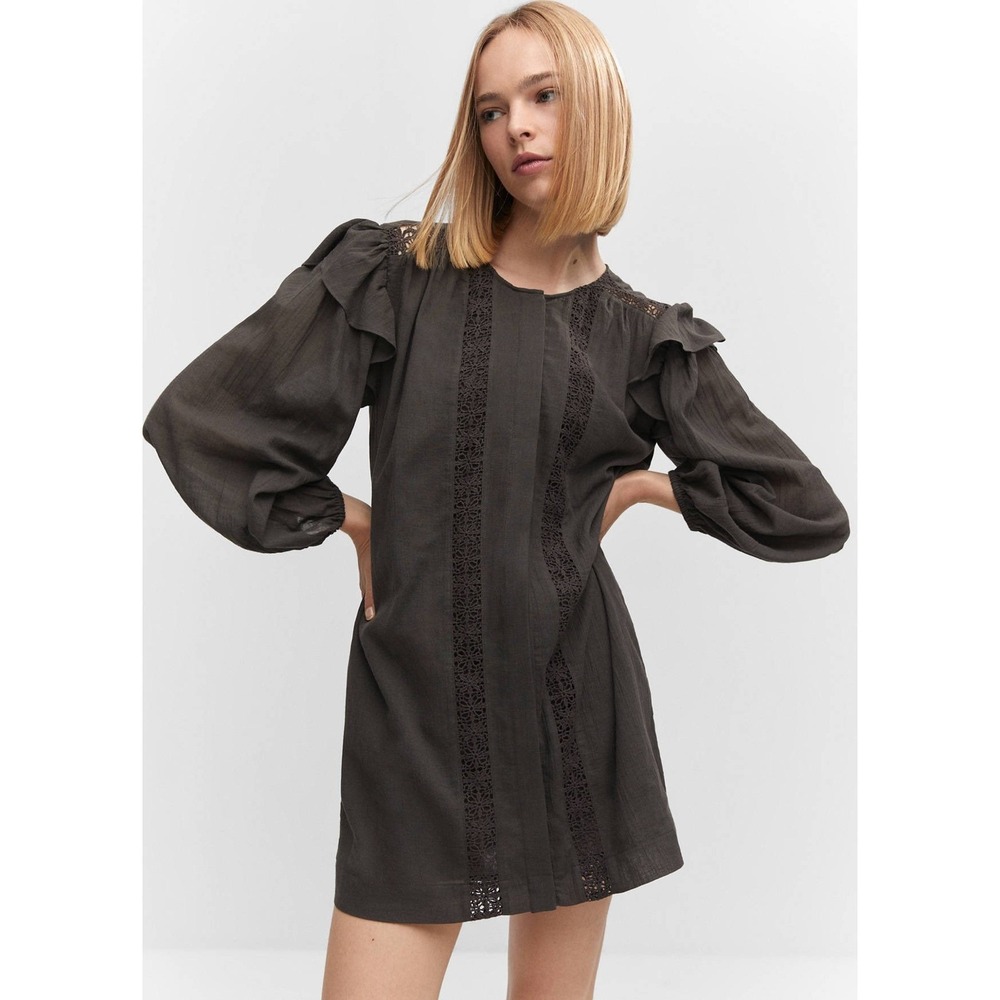 NWT Mango Short Black Dress w Lace Details | Size 4/Small
